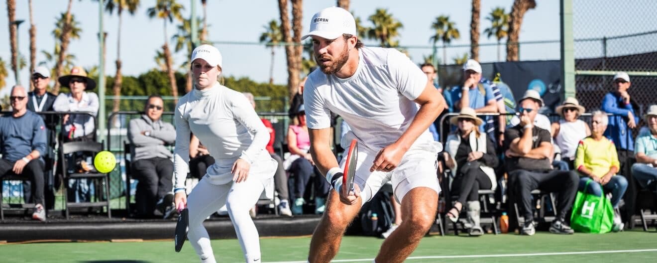 Thomas Wilson and Vivienne David competing at The Masters on Friday.