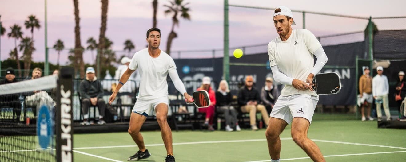 Federico Staksrud and Pablo Tellez competing at The Masters on Friday.