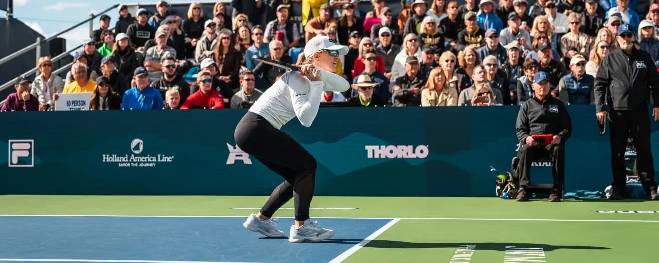 Mary Brascia hits a backhand.