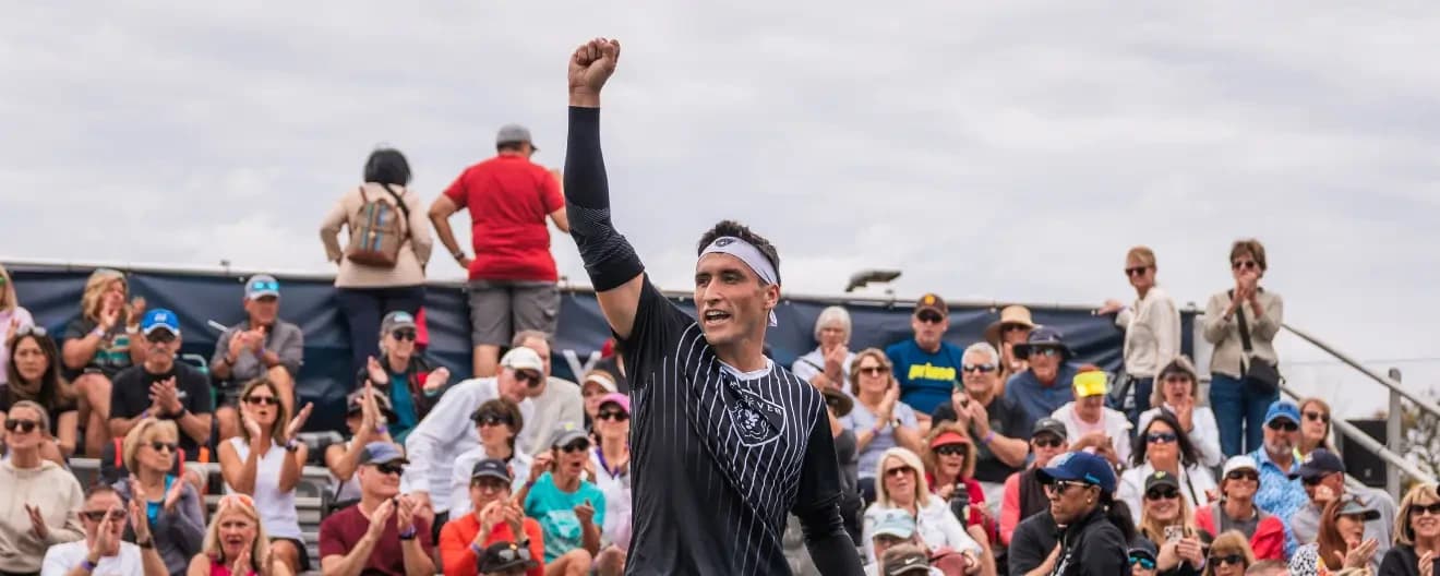 Jay Devilliers celebrates a win at the Desert Ridge Open.