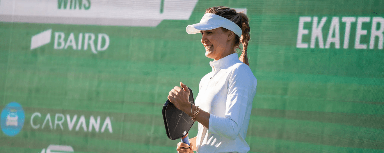 Genie Bouchard competing at the PPA Masters in January.