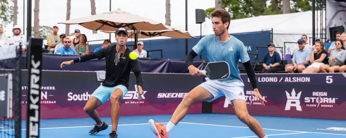 Federico Staksrud and Pablo Tellez playing pickleball.