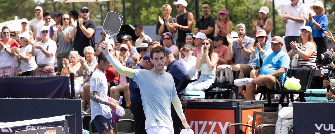 Federico Staksrud celebrates a pickleball victory.