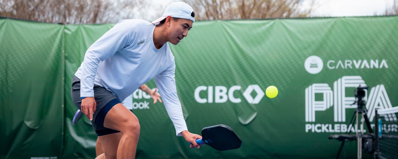 Augie Ge playing pickleball.