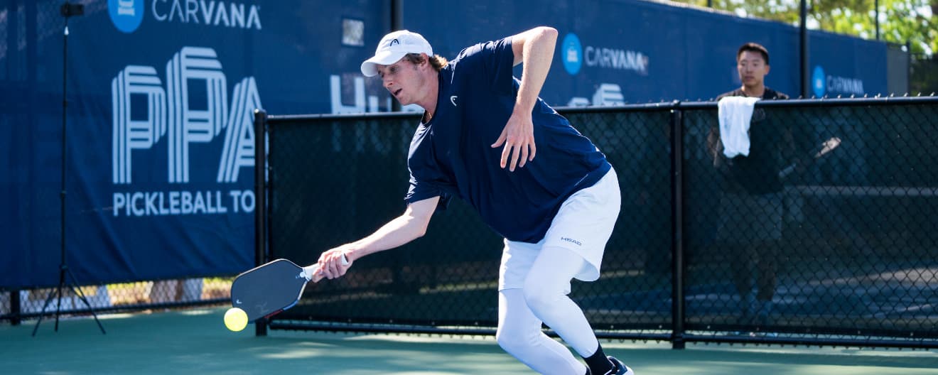 Roscoe Bellamy hits a pickleball forehand.