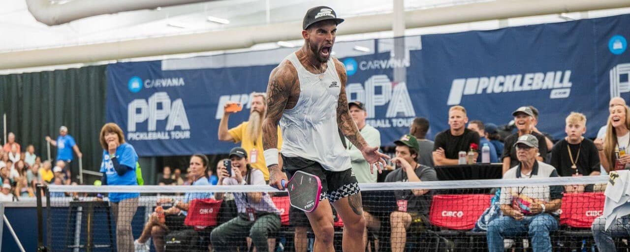 Tyson McGuffin cheering after a point