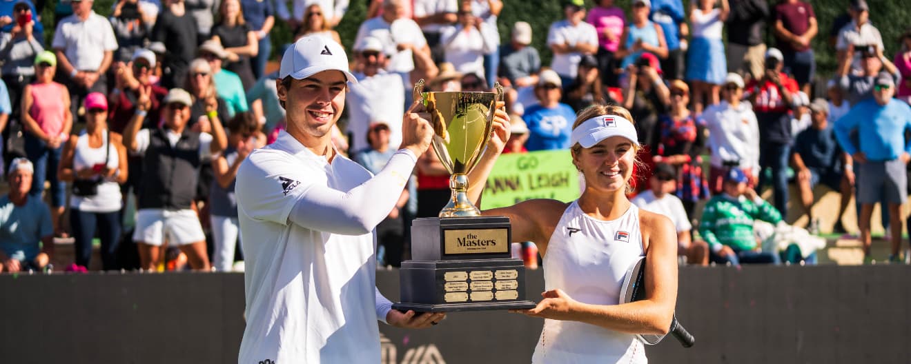 Anna Leigh Waters and Ben Johns celebrate their title at the Masters.