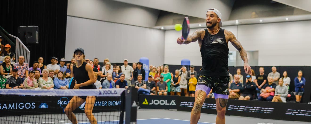 Tyson McGuffin and Lacy Schneemann competing at the Proton Australia Pickleball Open.