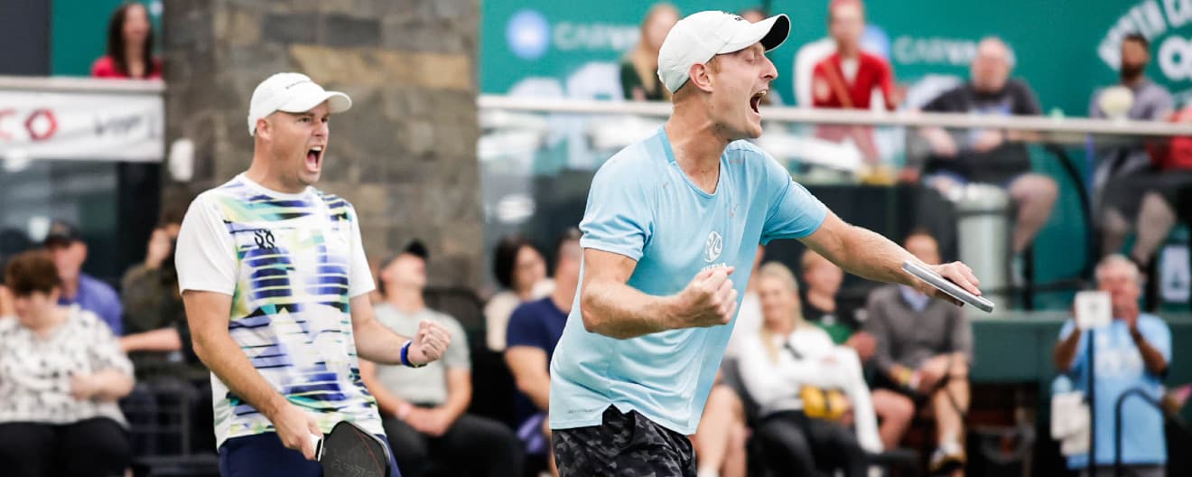 Matt Wright and Riley Newman celebrate their title at the North Carolina Open in 2023.