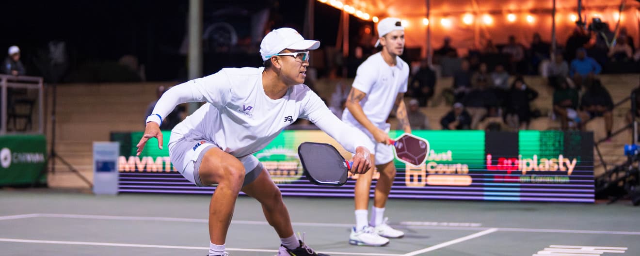 Augie Ge and Jaume Martinez Vich playing men's doubles at the PPA Masters.