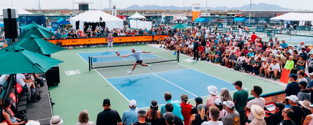 Jack Sock and Cason Campbell playing pickleball singles.