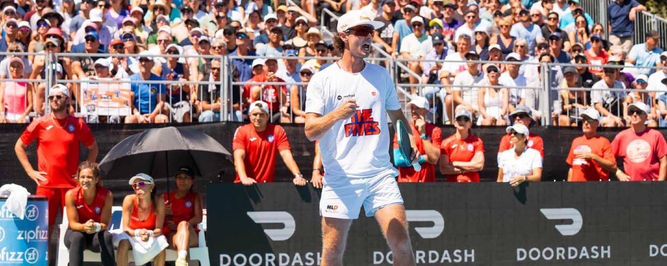 Will Howells competing for the New Jersey 5s at the 2025 Major League Pickleball Finals.
