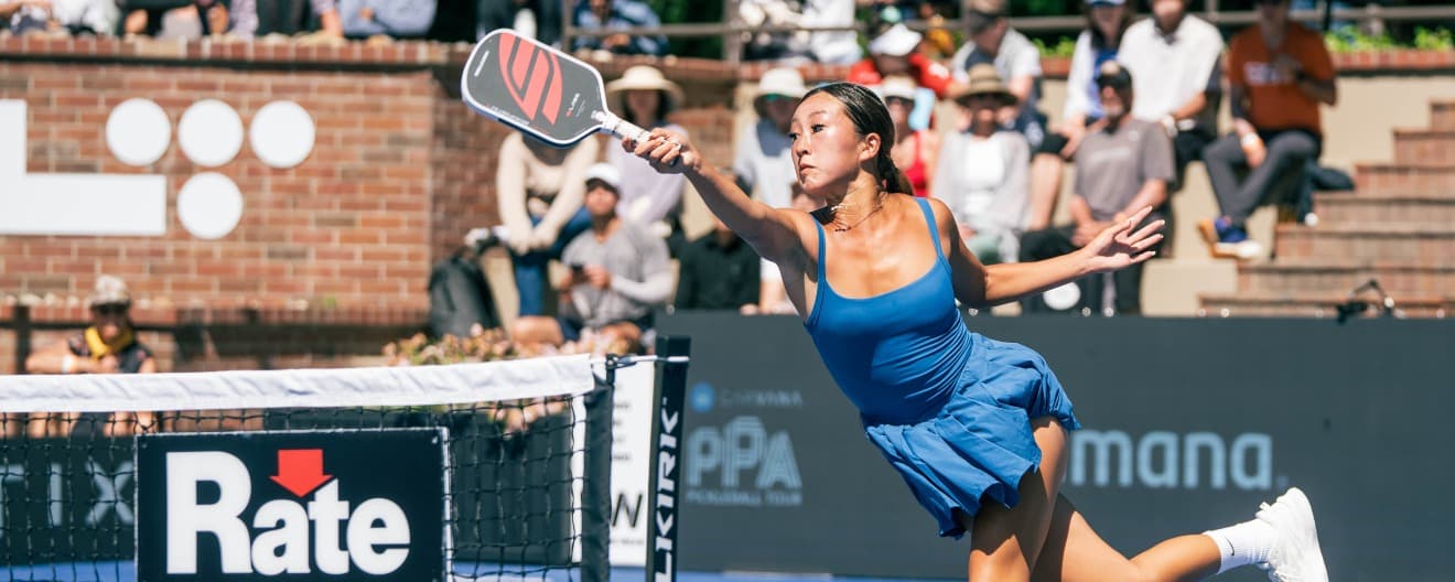 Kiora Kunimoto competing at the 2026 PPA Sacramento Open.