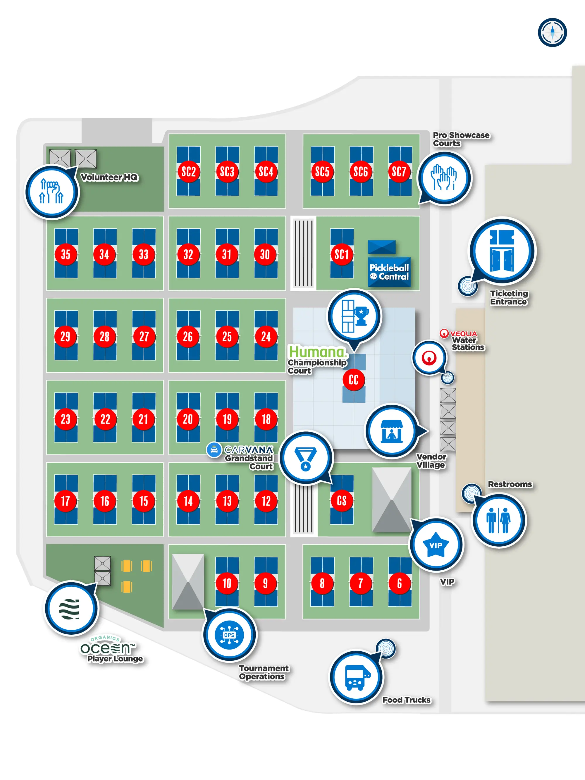 Arizona Athletic Grounds grounds map — courts, entry, parking and amenities