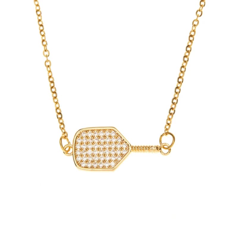 Born to Rally CZ Necklace pickleball paddle