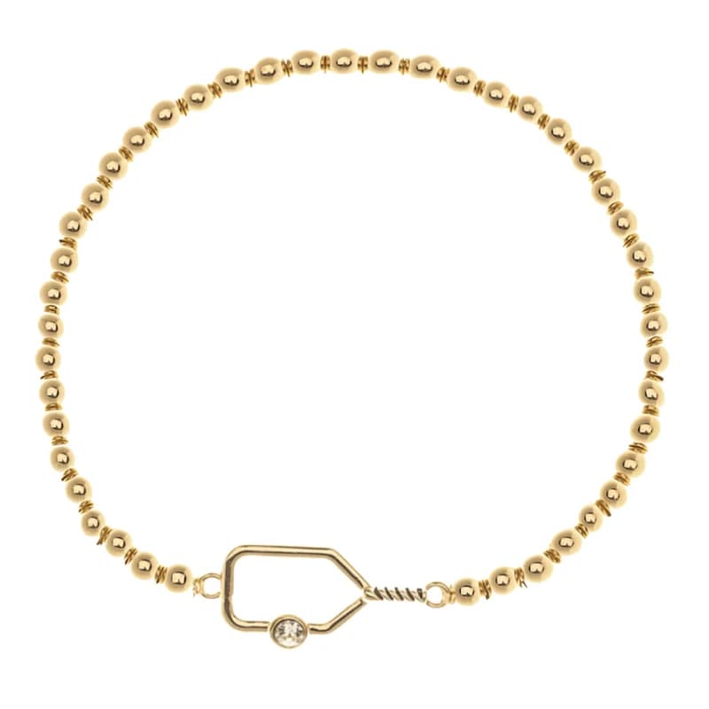 Born to Rally Beaded Rhinestone Bracelet pickleball paddle