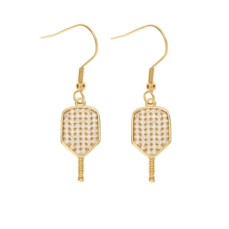 Born to Rally CZ Dangle Earrings pickleball paddle