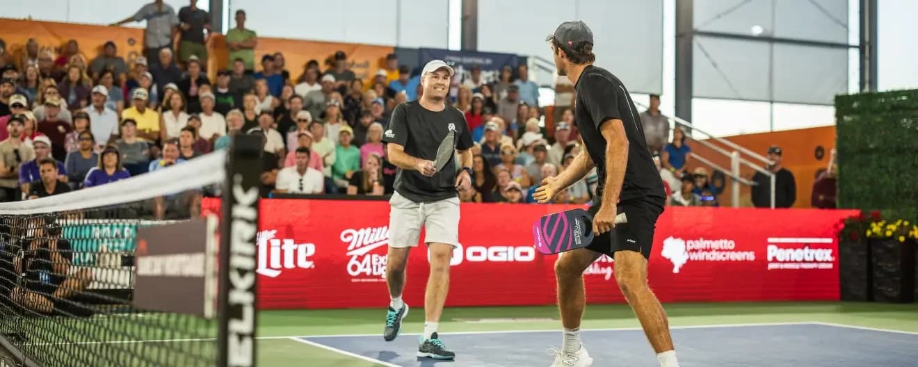 Matt Wright and James Ignatowich celebrate a point.