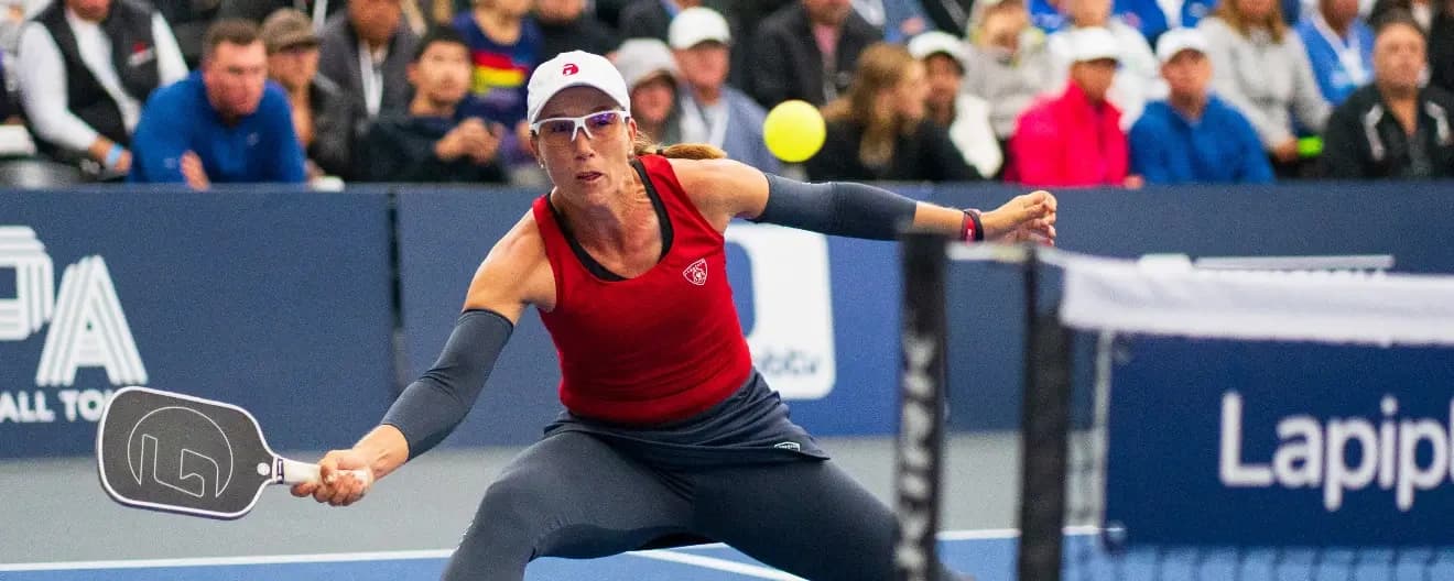 Megan Fudge competing at the Biofreeze USA Pickleball National Championships.
