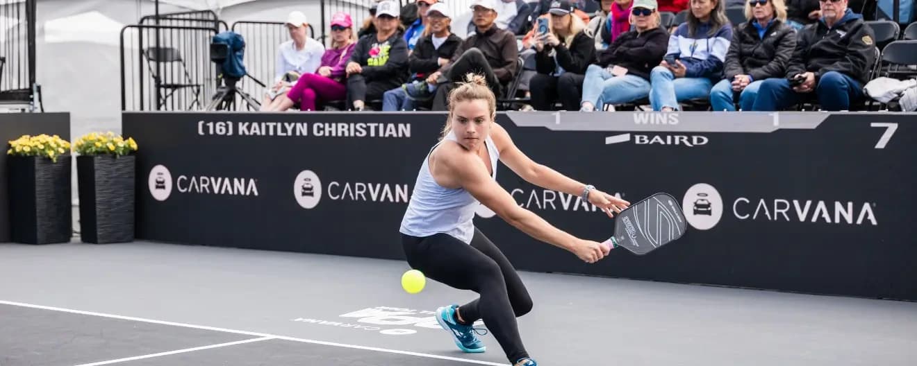 Judit Castillo hits a pickleball backhand.