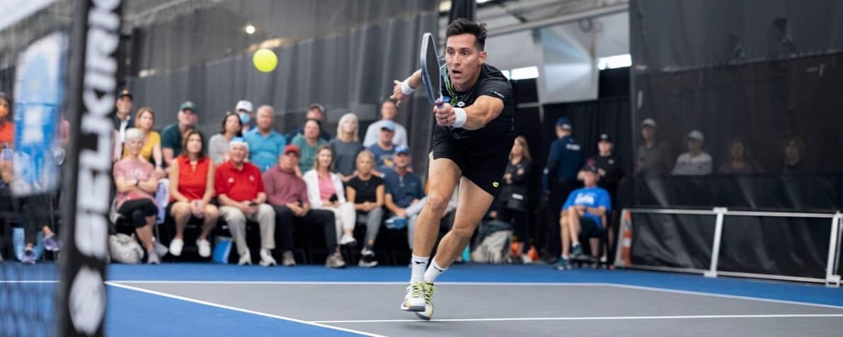 Jhonnatan Medina-Alvarez playing pickleball.