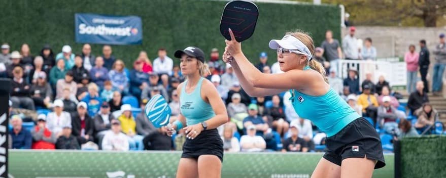 Anna Leigh Waters and Catherine Parenteau playing women's doubles at the North Carolina Cup.