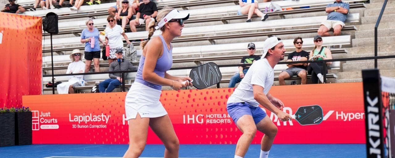 Maggie Brascia and Julian Arnold playing mixed doubles