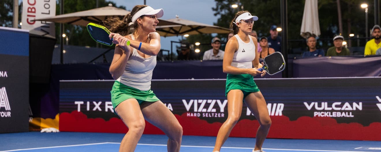Rachel Rohrabacher and Anna Bright competing on the PPA Tour during the 2024 season.