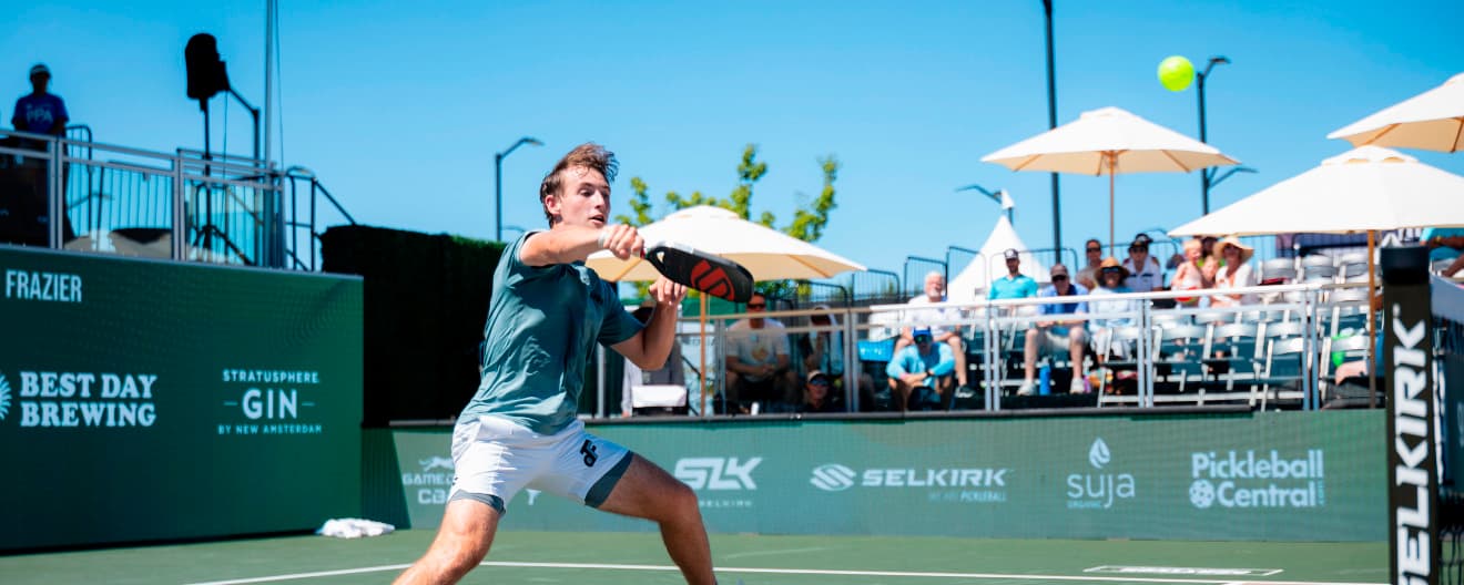 Dylan Frazier hits a volley.
