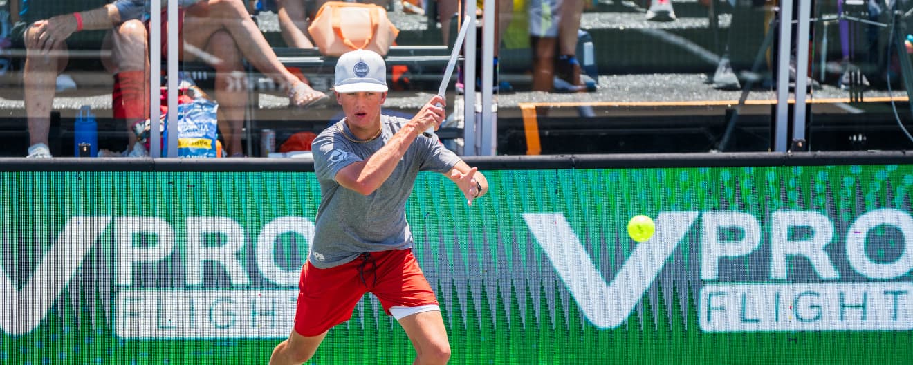 Hayden Patriquin hits a forehand.