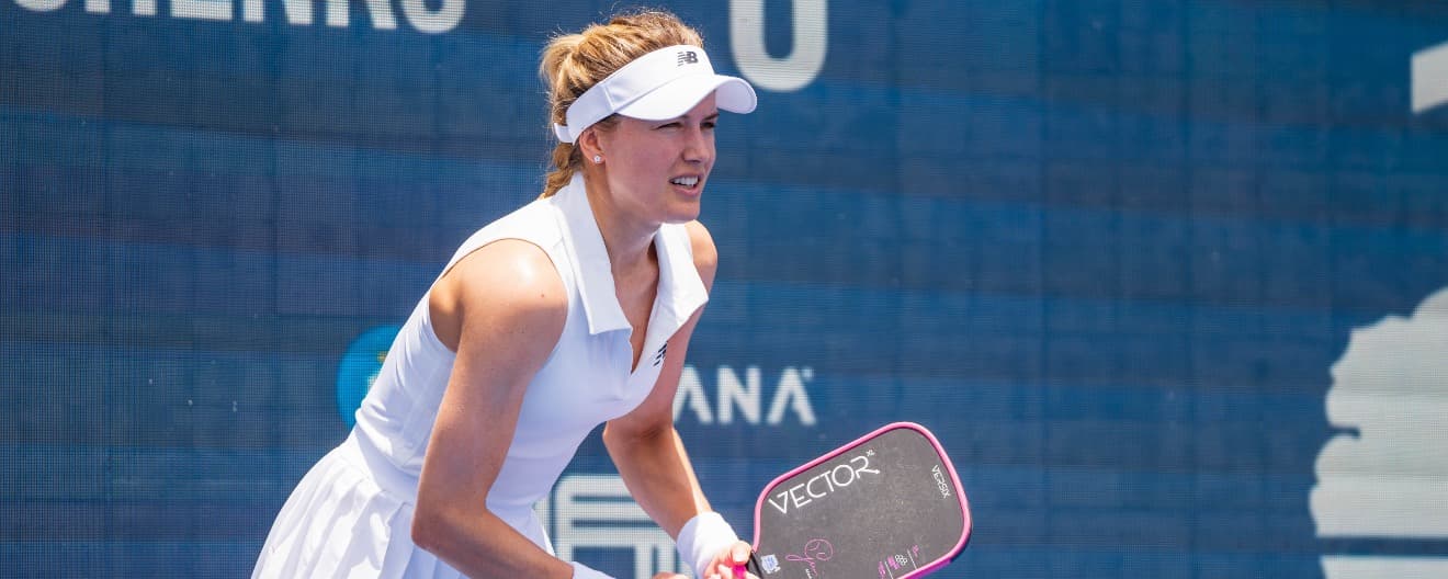 Genie Bouchard competing at the Select Medical Orange County Cup.