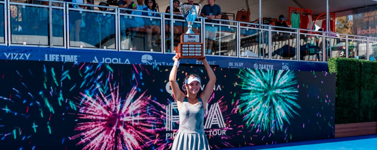 Anna Leigh Waters celebrating at the Select Medical Orange County Cup.
