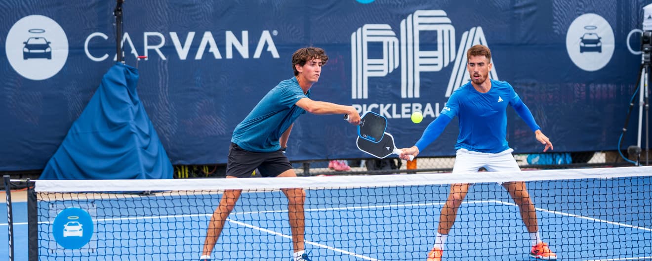 Gabriel Tardio and Federico Staksrud competing at the Selkirk Kansas City Open.