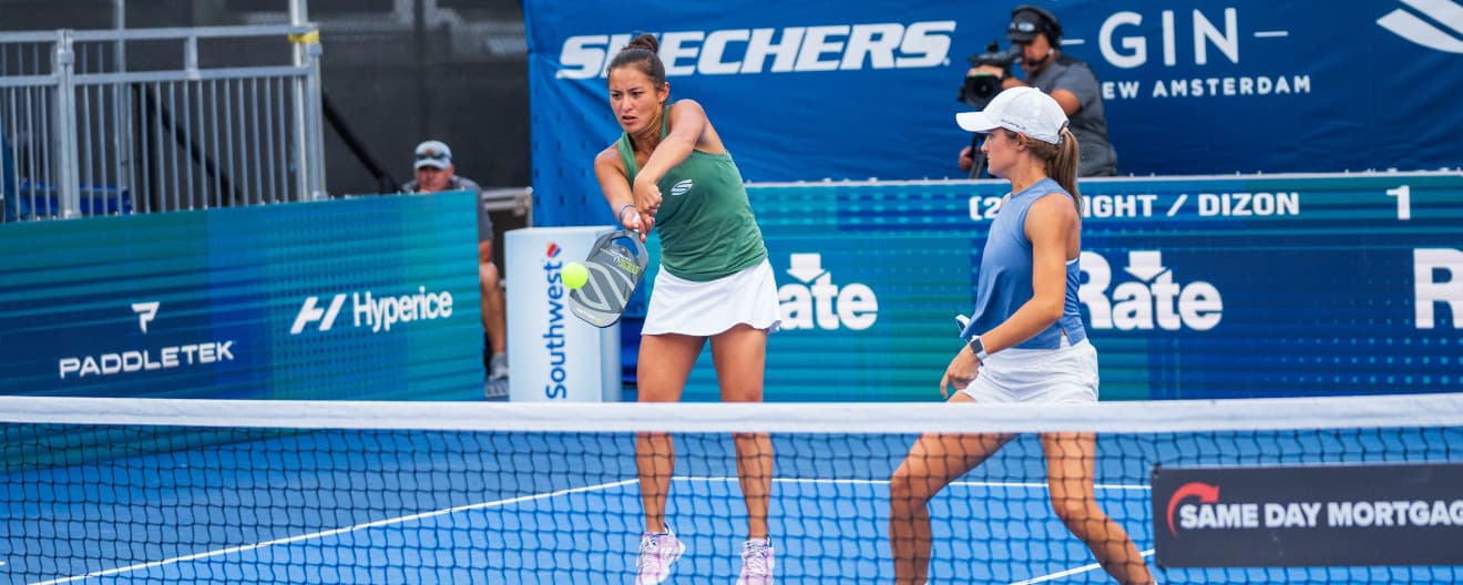 Jade Kawamoto and Lacy Schneemann competing at the Selkirk Kansas City Open.