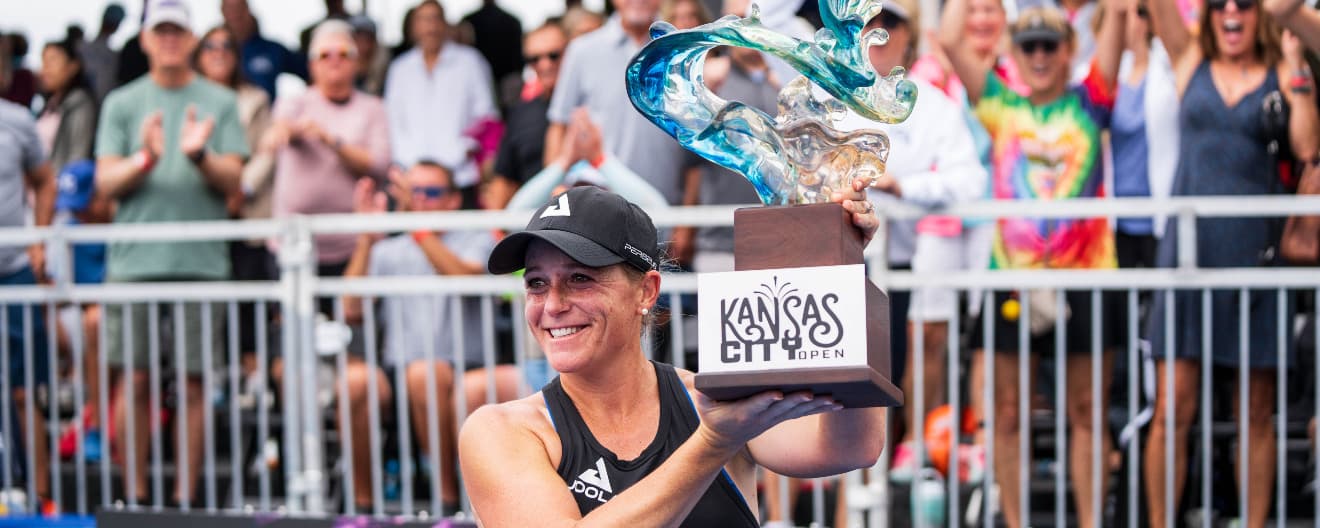 Brooke Buckner celebrates her title at the Selkirk Kansas City Open.