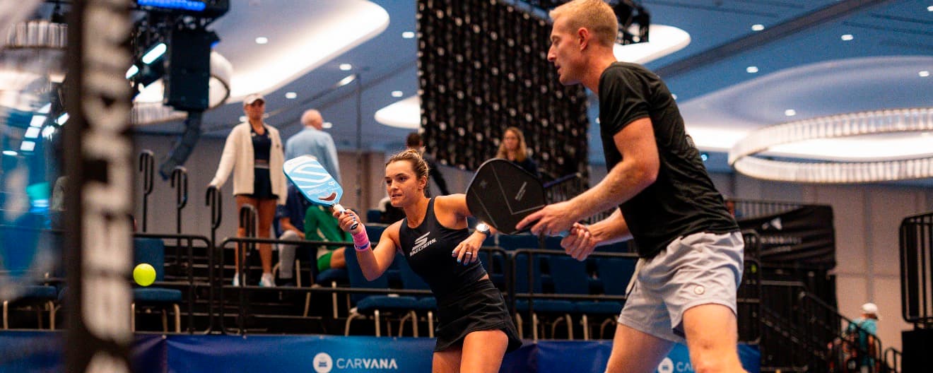 Riley Newman and Catherine Parenteau competing in Las Vegas.