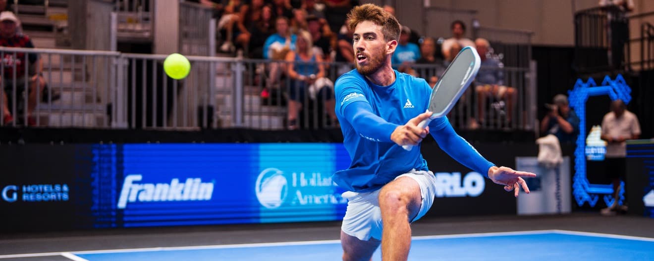 Federico Staksrud playing a point in Las Vegas.