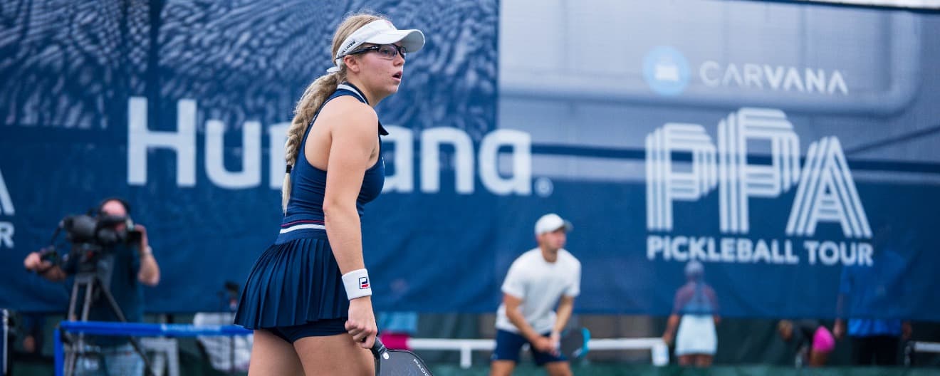 Anna Leigh Waters competing in mixed doubles in Atlanta.