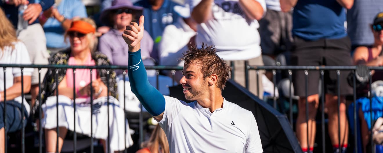 Ben Johns celebrates a victory at the Stratusphere Gin Virginia Beach Cup.