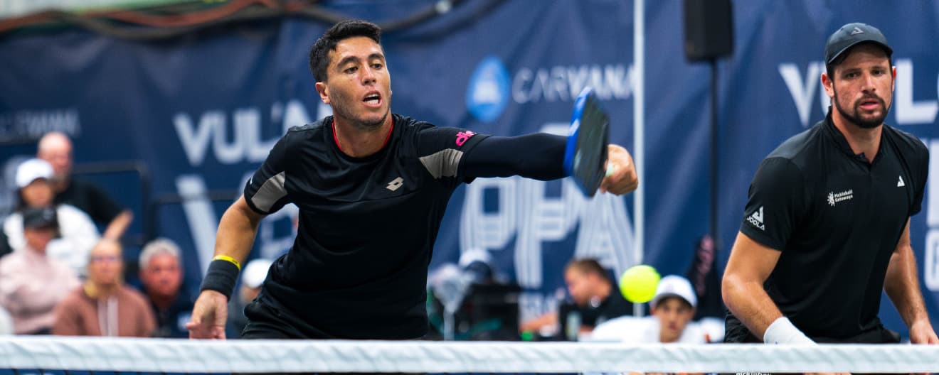 Dekel Bar and Pablo Tellez competing at the Lapiplasty Pickleball World Championships.