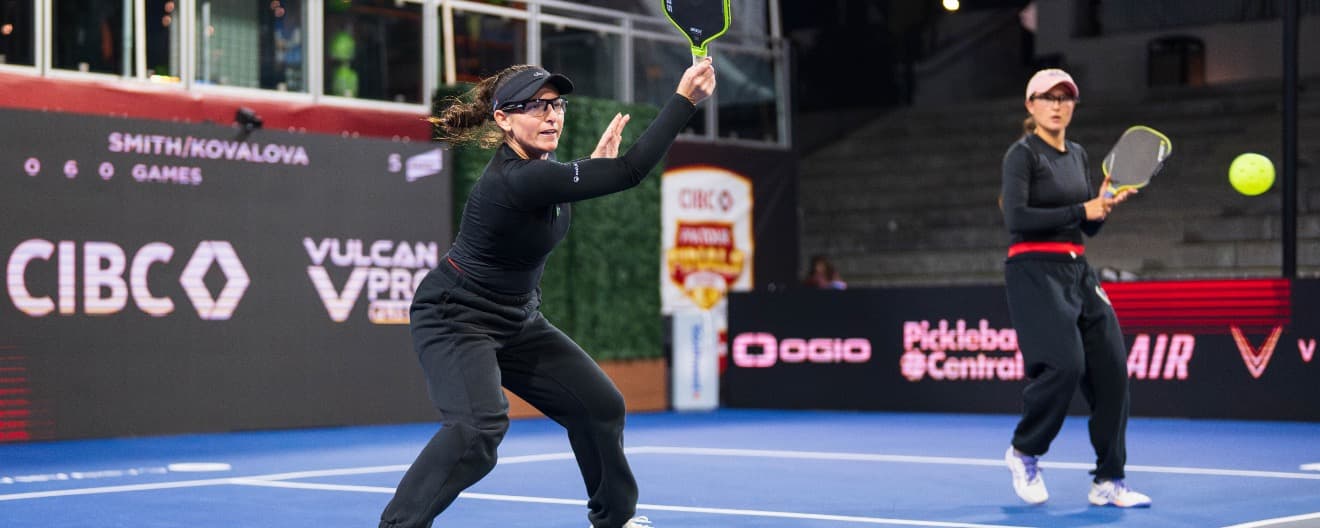 Rachel Rohrabacher and Anna Bright competing on Humana Championship Court.