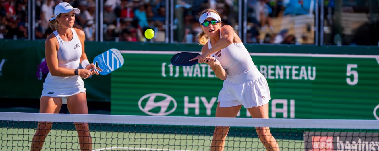 Catherine Parenteau and Anna Leigh Waters competing at The Masters in 2024.