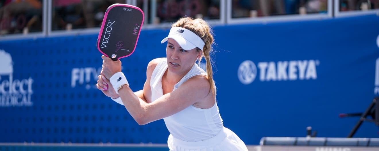 Genie Bouchard competing on the PPA Tour during the 2024 campaign.