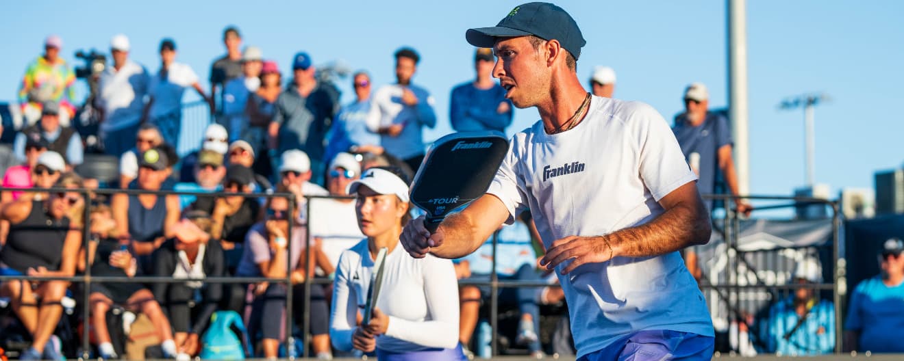 Anna Bright and JW Johnson competing in mixed doubles at the Veolia Cape Coral Open presented by Proton.