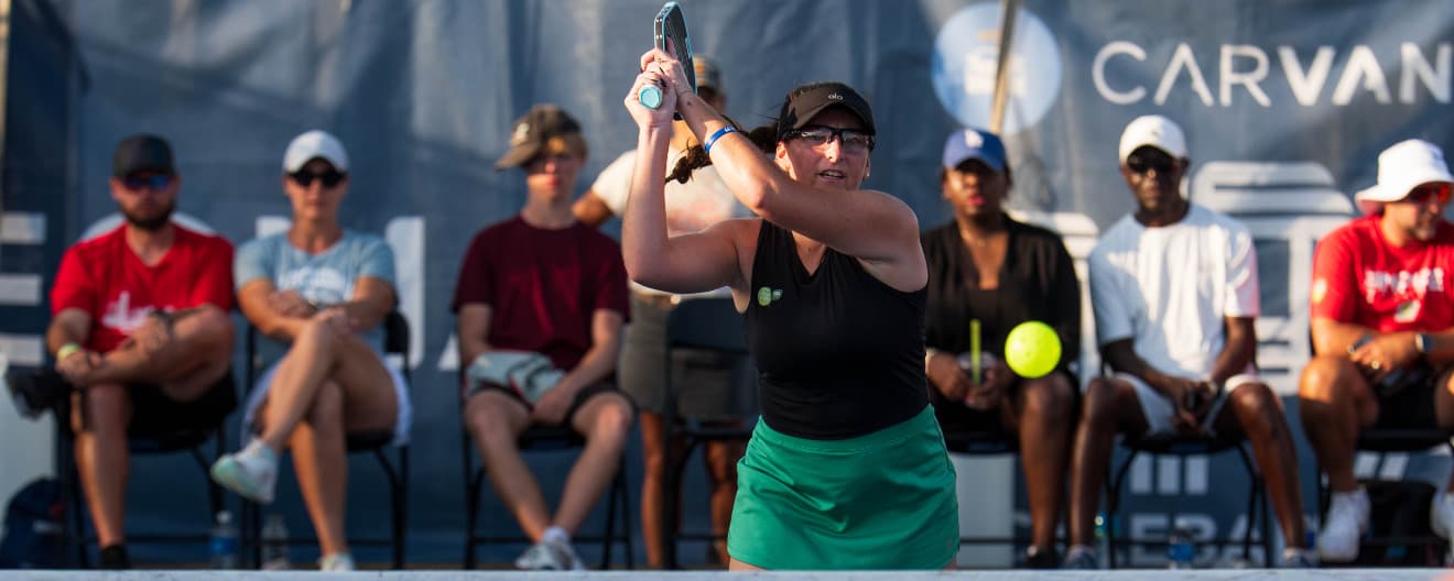 Rachel Rohrabacher competing in women's doubles at the Veolia Cape Coral Open presented by Proton.