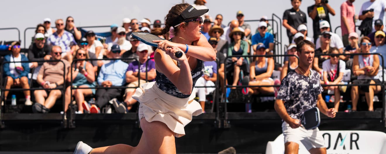Jorja Johnson and JW Johnson competing in mixed doubles at the CIBC Texas Open presented by Fasenra.
