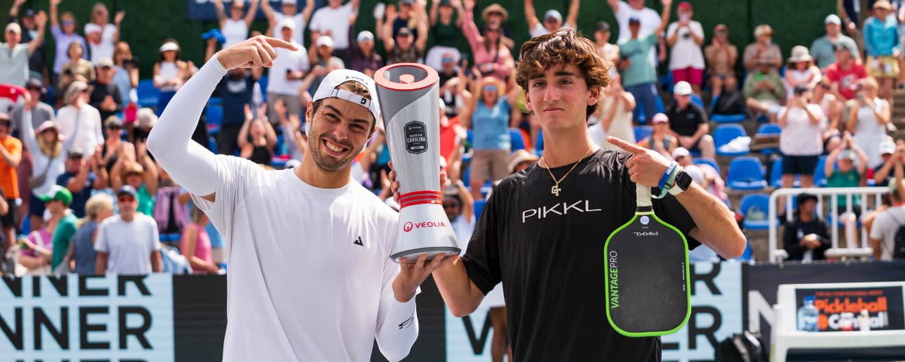 Ben Johns and Gabe Tardio with their trophy at the Veolia North Carolina Open.