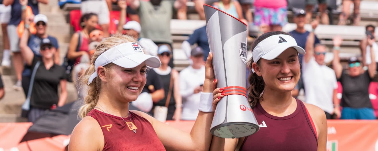 Anna Leigh Waters and Anna Bright celebrate their women's doubles title in Atlanta.