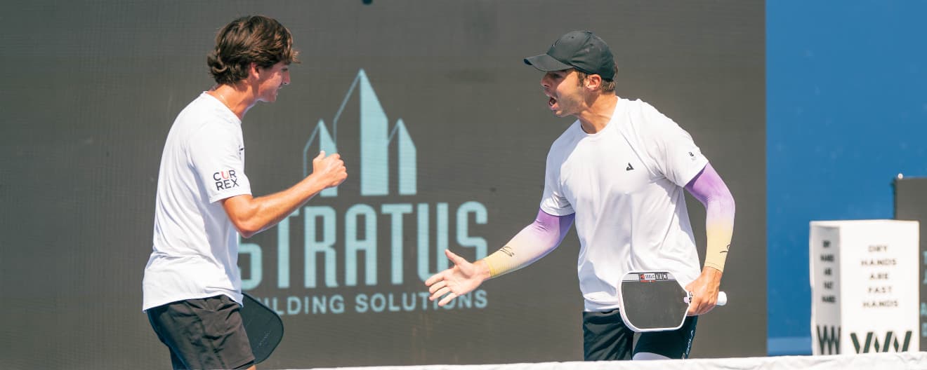 Gabe Tardio and Ben Johns celebrating their title at the Veolia Cincinnati Showcase presented by Six Zero.