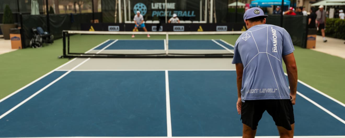 The modified singles court used at the Houston PPA Challenger.
